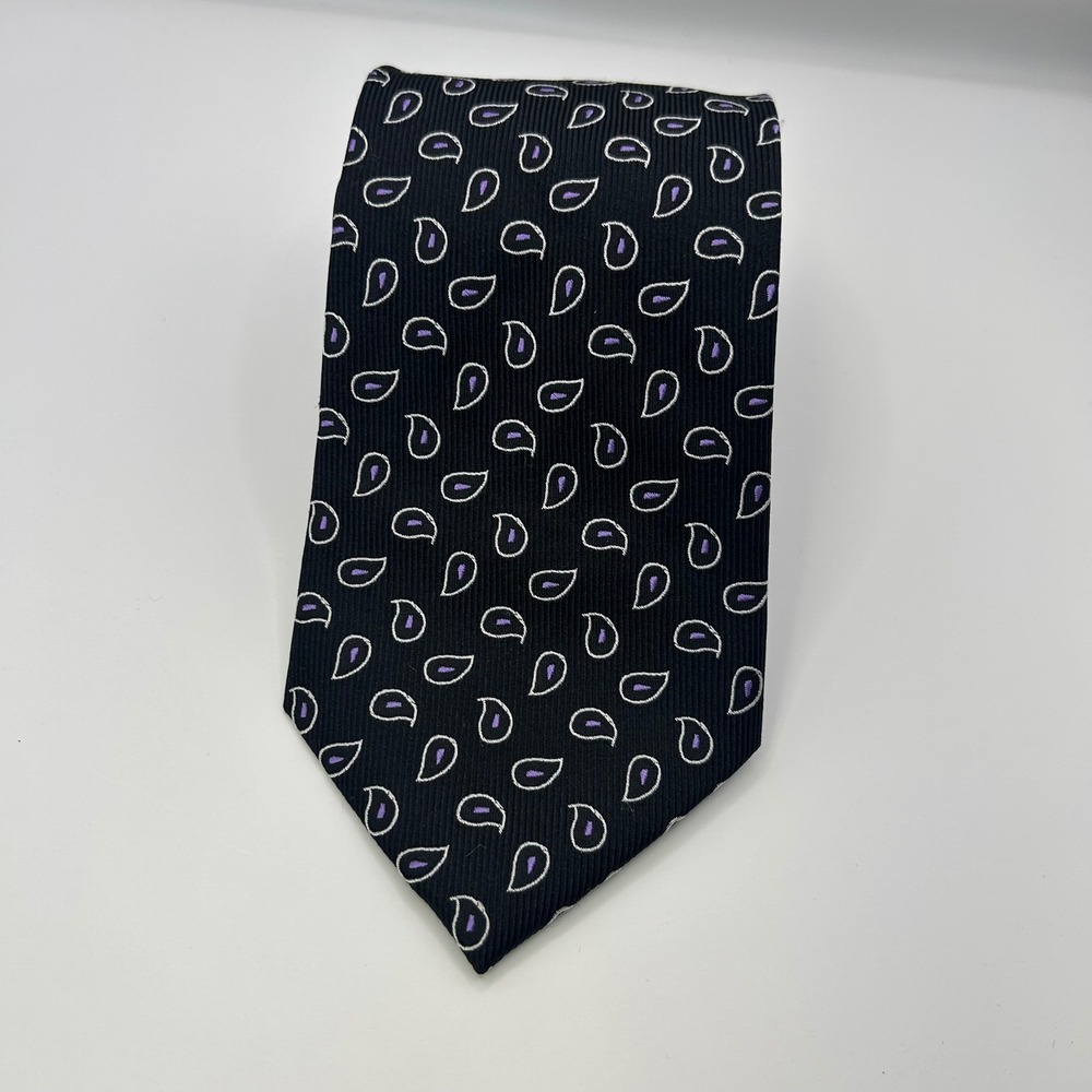 Jos. A. Bank Executive Collection Black Purple Paisley Silk Tie Mens Accessory